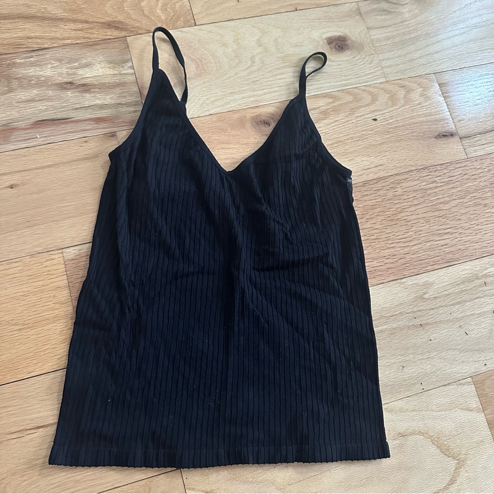 Express Black Ribbed Spaghetti Strap Tank Top